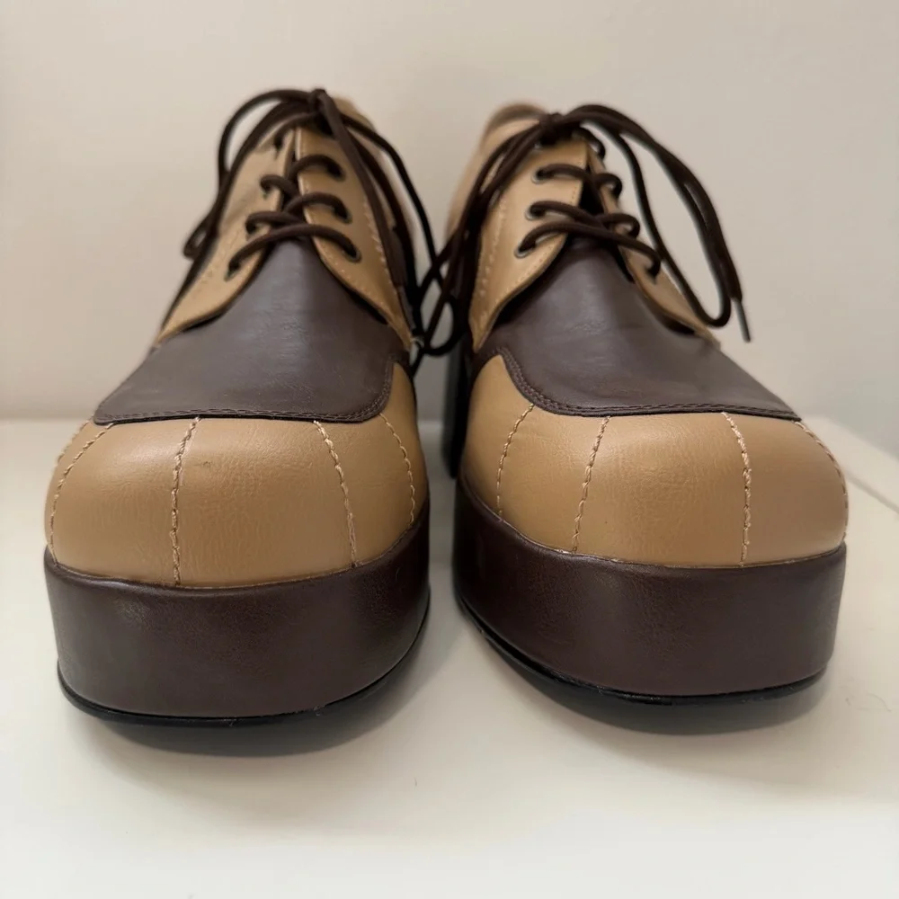 FUNTASMA JAZZ06 Men's Brown 3" Block Heel Platform Spectator Oxford Shoes 12-13 - Picture 3 of 11